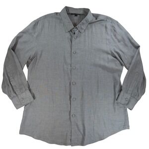 John Varvatos Men's Shirt XXL Gray Herringbone Long Sleeve Button Up Casual